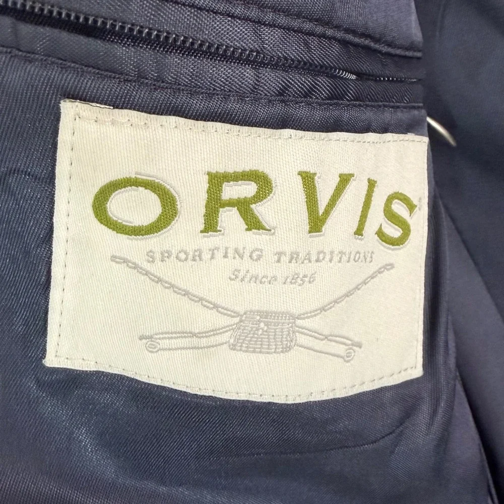 VTG Orvis Blazer 42L Hopsack Wool Navy Gold Button Travel Jacket Old Money USA